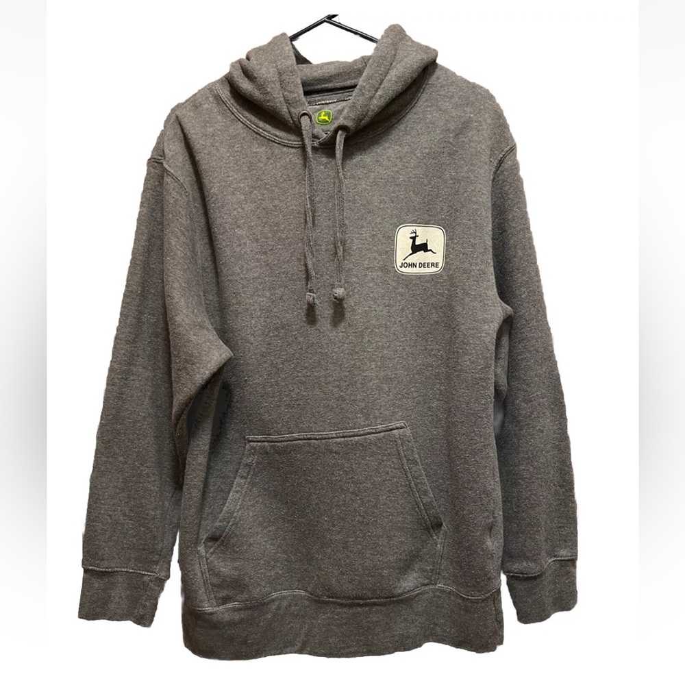 John Deere Long Sleeve Gray Pullover Hoodie Size M